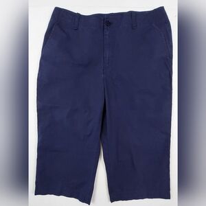 Lauren Ralph Lauren Capris Womens Size 8 Navy Blue Flat Front 100% Cotton Crop